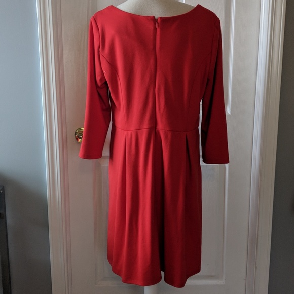 Merona Red Fit and Flare Dress with Pockets - Picture 3 of 7